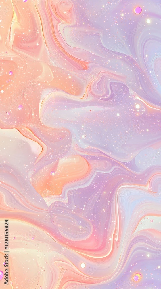 Poster Soft dreamy bokeh pattern featuring pastel peach tones with hints of lavender and delicate sparkles