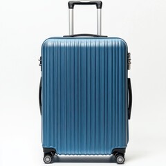 Fototapeta premium Travel suitcase in blue hardshell design ready for adventure and exploration