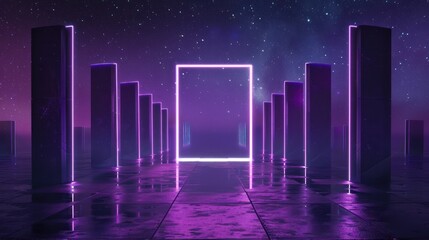 Neon Portal in a Futuristic Landscape