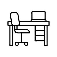 desk and chair icon, desk and chair line art - simple line art of desk and chair, perfect for desk and chair logos and icons