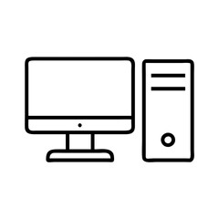 desktop computer icon, desktop computer line art - simple line art of desktop computer, perfect for desktop computer logos and icons