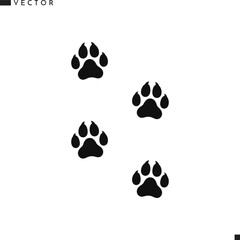 Fototapeta premium Dog paw print silhouette. Puppy paw print vector 