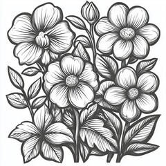 Black leaf PNG stickers with a botanical line drawing, in a minimal illustration style on a transparent background set