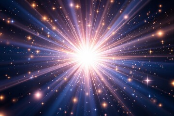 Radiating starlight burst with sparkling effects on a deep cosmic background.