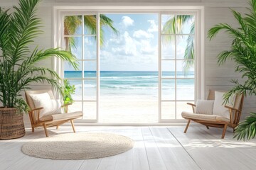 Coastal living area with panoramic windows