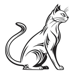 Naklejka premium cat logo, black outline vector graphic transparent background