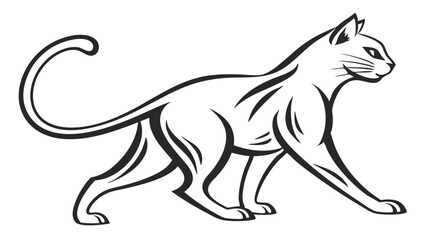 Obraz premium cat logo, black outline vector graphic transparent background