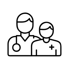 doctor with patient icon, doctor with patient line art - simple line art of doctor with patient, perfect for doctor with patient logos and icons