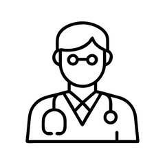 doctor with stethoscope icon, doctor with stethoscope line art - simple line art of doctor with stethoscope, perfect for doctor with stethoscope logos and icons