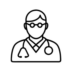Obraz premium doctor with stethoscope icon, doctor with stethoscope line art - simple line art of doctor with stethoscope, perfect for doctor with stethoscope logos and icons