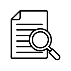 document with magnifier icon, document with magnifier line art - simple line art of document with magnifier, perfect for document with magnifier logos and icons