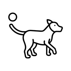 dog fetch icon, dog fetch line art - simple line art of dog fetch, perfect for dog fetch logos and icons