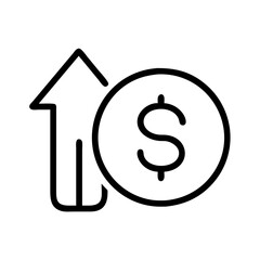 dollar sign with up arrow icon, dollar sign with up arrow line art - simple line art of dollar sign with up arrow, perfect for dollar sign with up arrow logos and icons