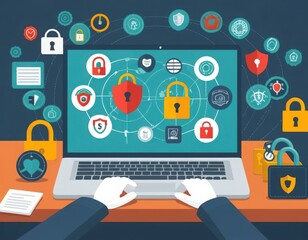 Cyber security Data lock Protection Information privacy defence internet business technology concept