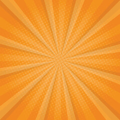 Fototapeta premium Orange sunburst background with halftone concept. 