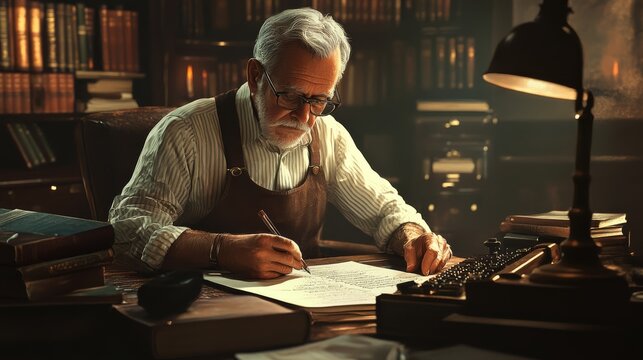 Poster for the day writer. A writer at work - Powered by Adobe