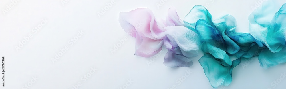 Poster elegant pastel colors flow gracefully across a white minimalist background creating a serene and tra