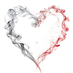 grey red smoke in heart shape isolated on white background PNG.AI GENERATED