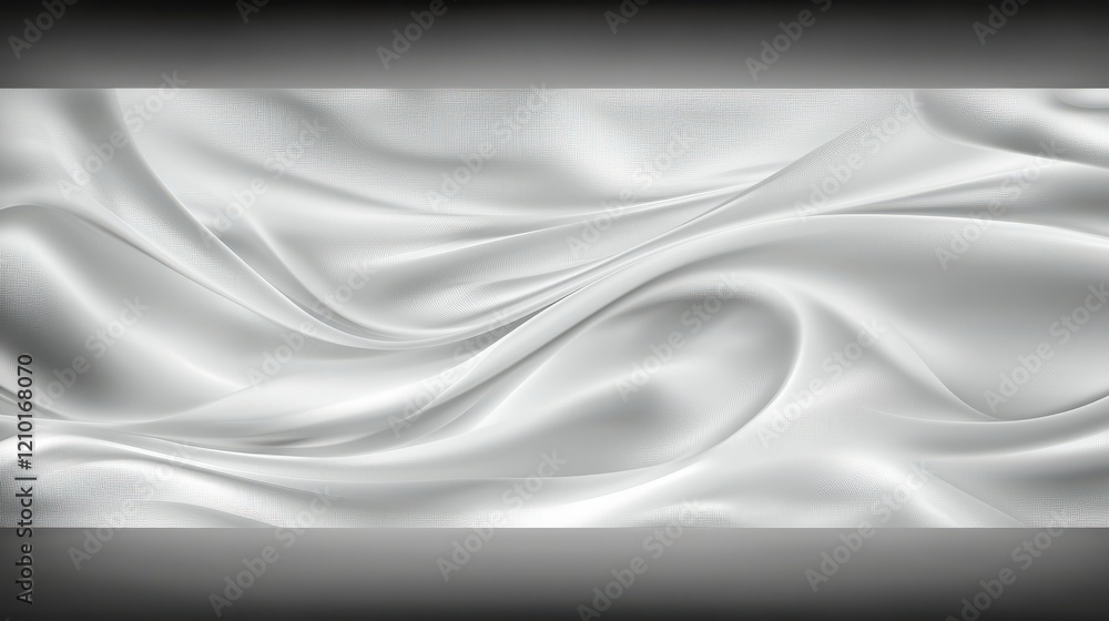Poster smooth white silk fabric texture with flowing waves and soft folds, creating elegant and luxurious b