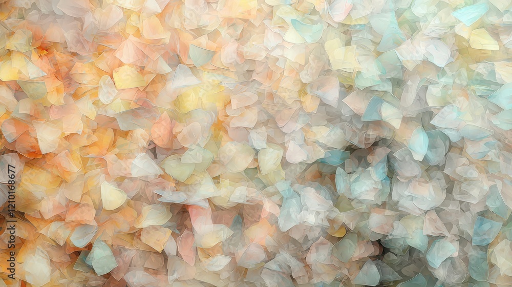 Poster colorful abstract background with soft pastel hues and scattered shapes, creating dreamy and vibrant