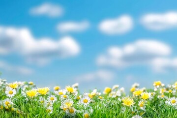 Fototapeta premium Daisies in a Sunny Meadow: A Serene Springtime Pastoral