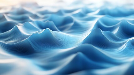 Obraz premium Abstract Blue Wavy Landscape Digital Art