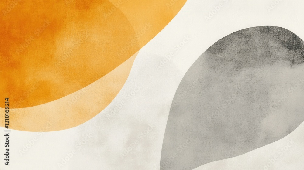 Poster soft pencil strokes create a harmonious gradient with curved shapes in warm and cool tones