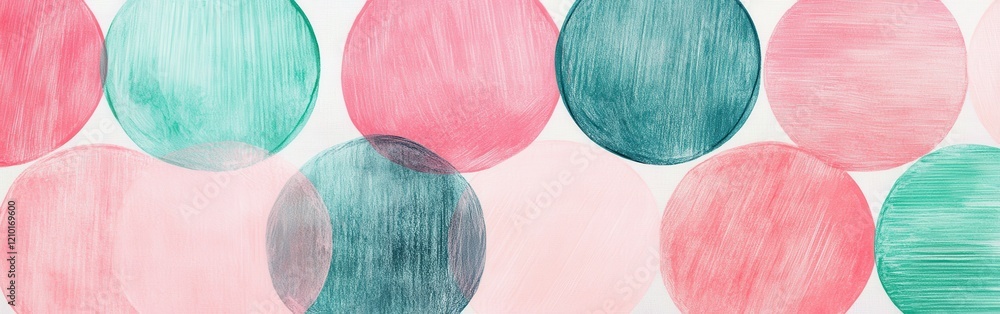 Aufkleber Soft pastel circles in varying shades of pink and teal create a tranquil abstract design suitable for modern decor or artistic projects