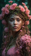Obraz premium portrait of a woman in a wreath of flowers