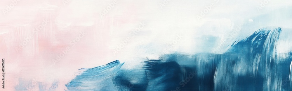 Aufkleber Soft pastel brushstrokes create a serene blend of blue and pink in a calming abstract composition