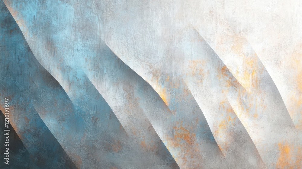 Poster textured abstract background with wavy patterns in blue, gray, and orange tones, creating modern and
