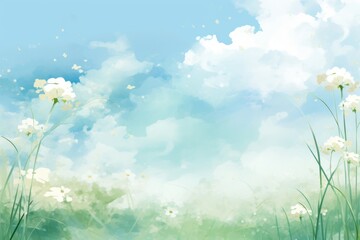 Fototapeta premium Grass and flowers sky outdoors blossom