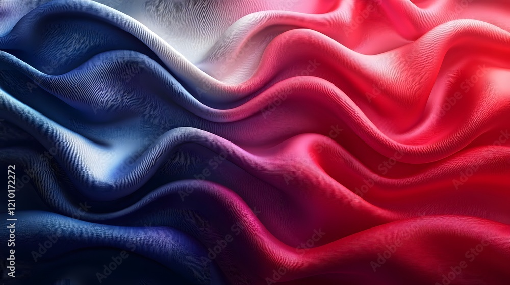 Leinwandbilder flowing wavy abstract flag backdrop created with a silk texture in a patriotic color palette of red 