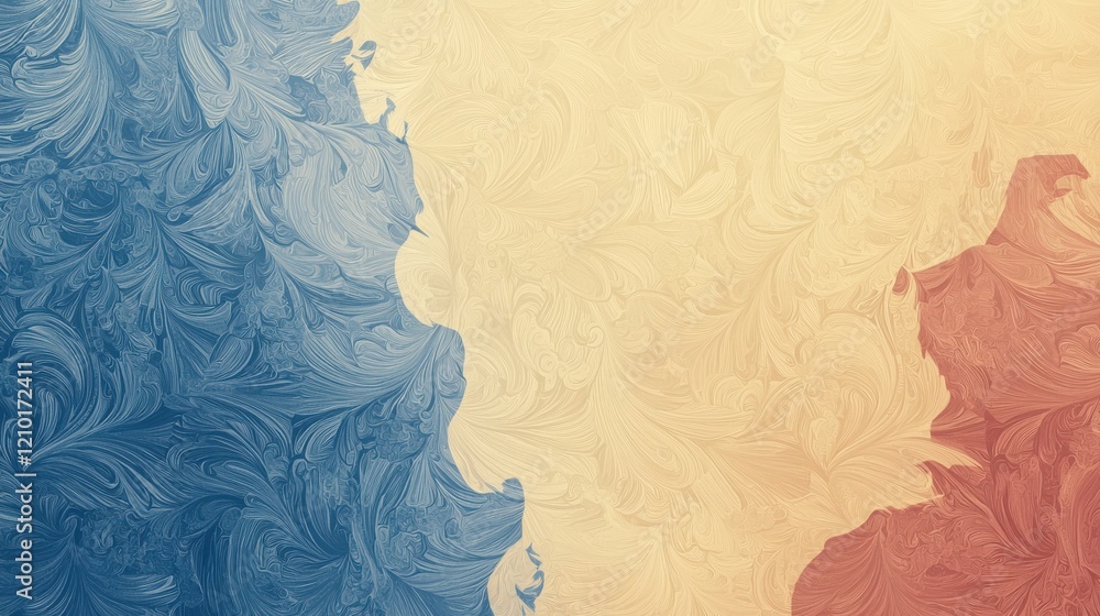 Poster swirling abstract texture with blue and orange hues, creating dynamic visual effect. intricate patte