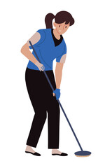 curling woman player with broom