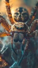 Fototapeta premium Magnificent Spider Closeup: Intricate Details of Arachnid in Nature