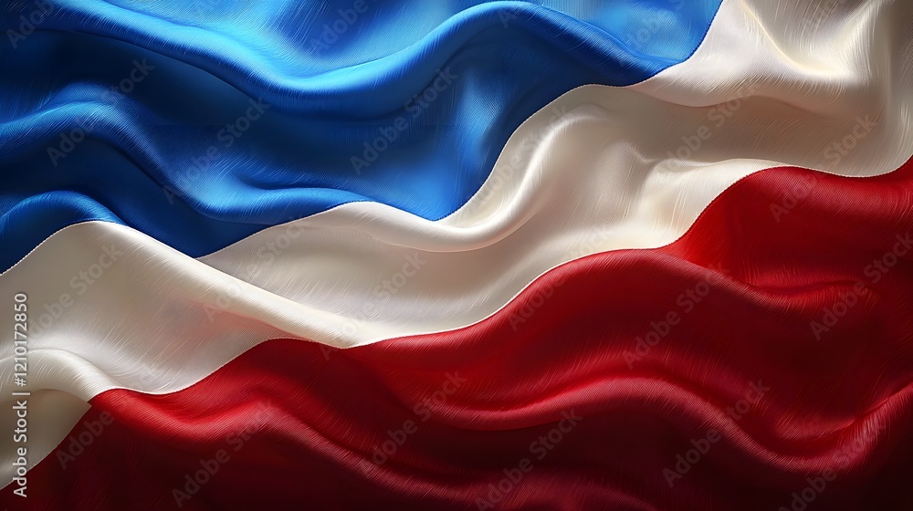 Poster elegant and flowing abstract background featuring a silk texture and gentle waves of a patriotic red