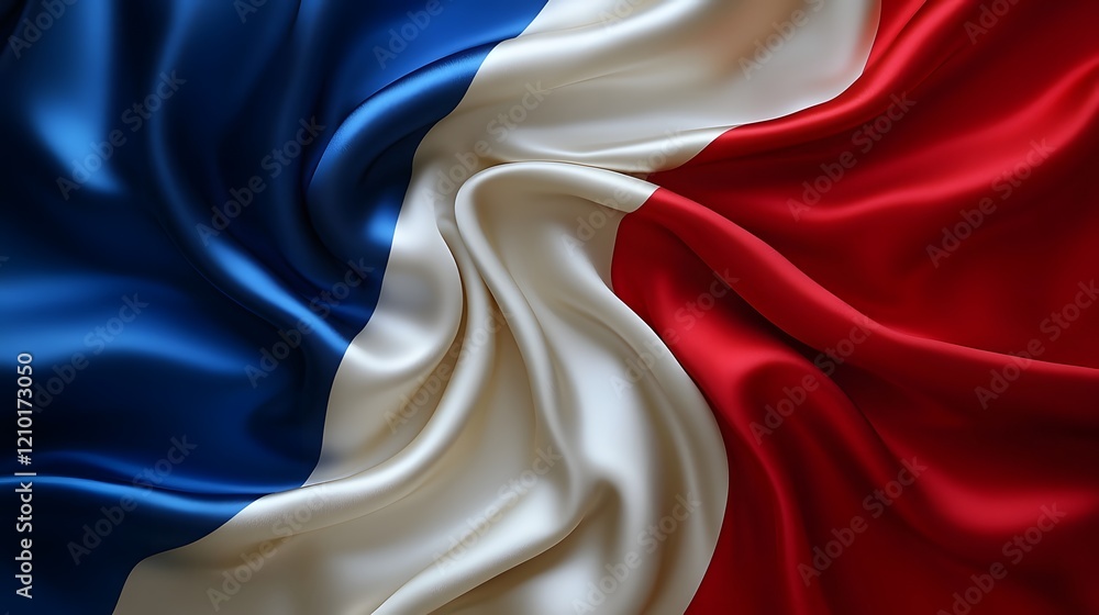 Poster elegant and abstract national flag design with a smooth flowing silk like textile texture in a rich 