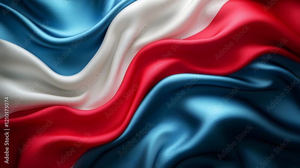 Aufkleber elegant flowing flag design in red white and blue silk texture abstract patriotic background with sm