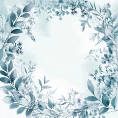 Soft watercolor wreath design with delicate leaves and blossoms in a serene color palette for decorative use