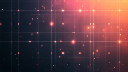 Abstract Grid Pattern with Illuminated Nodes and Gradient Background