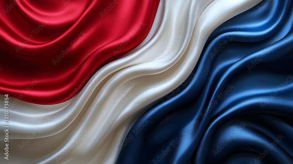 Aufkleber smooth and flowing abstract flag inspired silk textile design in red white and blue a fluid and grac