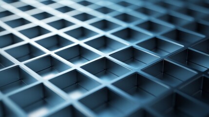 Abstract Blue Grid Pattern of Interlocking Cubes