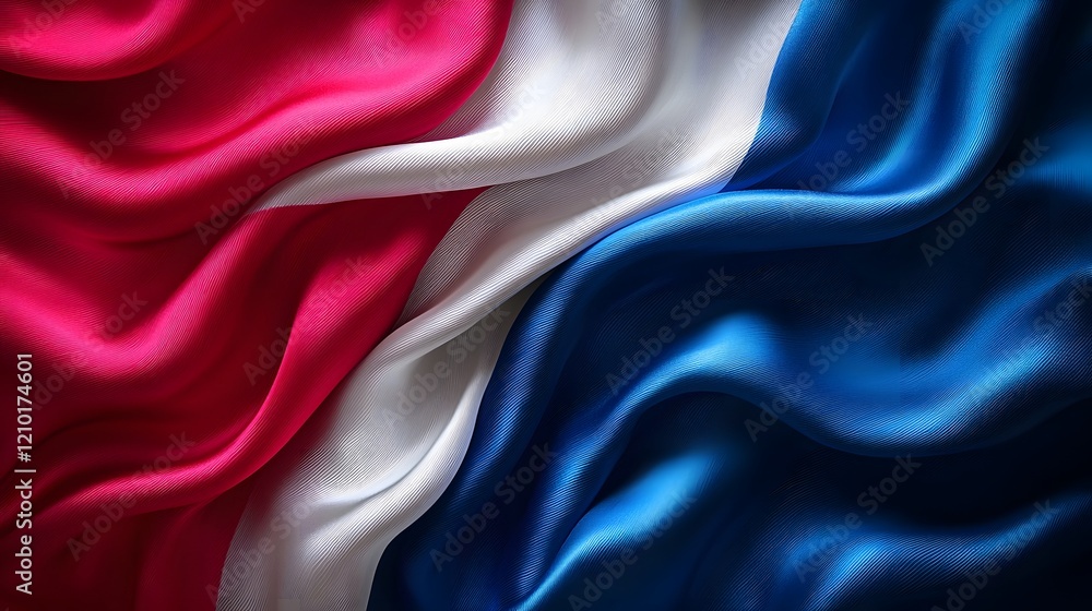 Leinwandbilder flowing waving abstract silk fabric in a patriotic red white and blue color palette creating a moder