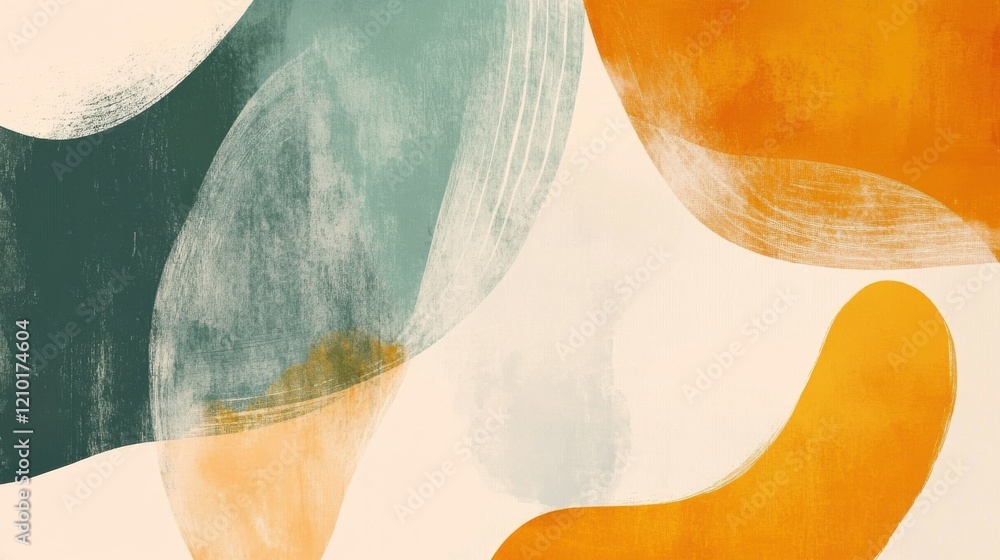 Poster elegant composition of curved pencil strokes in soft hues creates a modern abstract artwork suitable