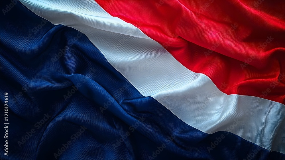 Aufkleber flowing abstract flag background with silk texture in patriotic red white and blue colors for a styl