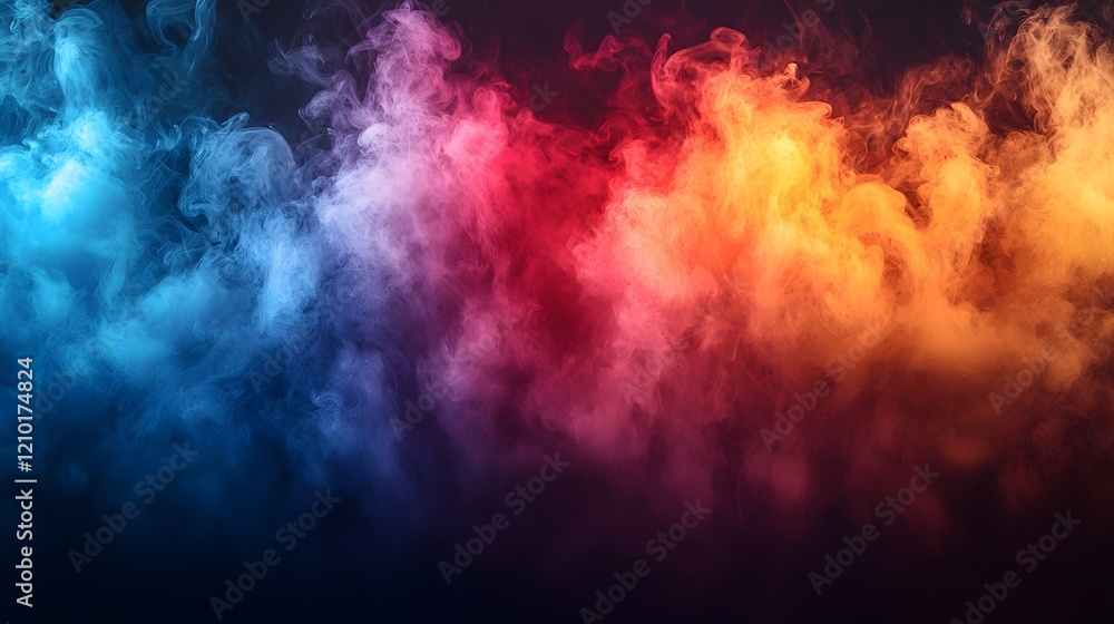 Aufkleber swirling fog and smoke in a mesmerizing array of vivid red orange yellow and blue hues creating a dr