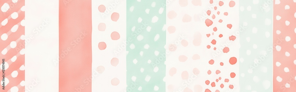 Poster Elegant pastel coral and mint dashed patterns create a soothing visual display in a contemporary design setting