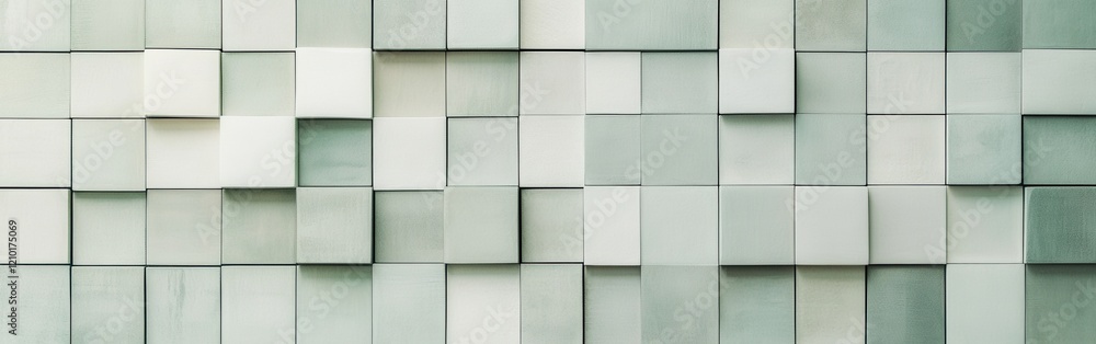 Poster Elegant fragmented grids in muted mint color create a calming visual effect in modern interior design spaces