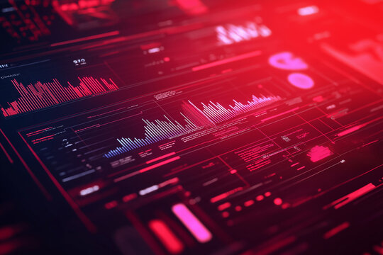 Abstract red data visualization with graphic element
